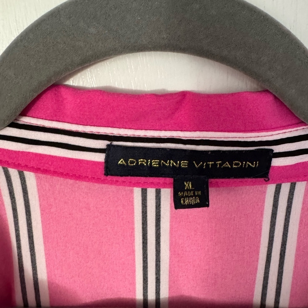 Adrienne Vittadini Striped Rolled Sleeve Blouse - Picture 2 of 4